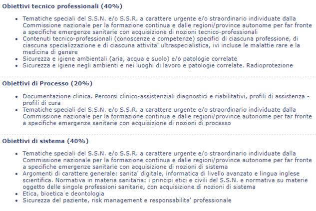 dettaglio degli obiettivi dossier formativo di gruppo della fnomceo